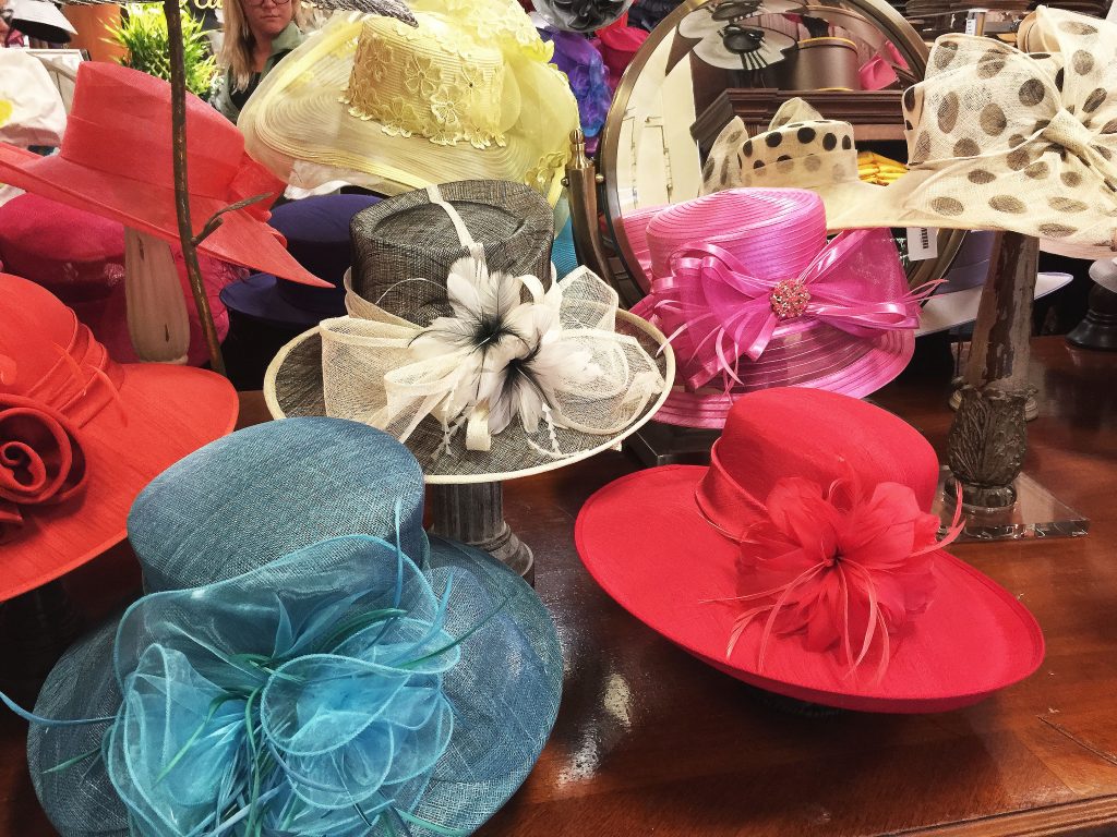 shopping is a great thing to do in Saratoga Springs - ladies elegant hats