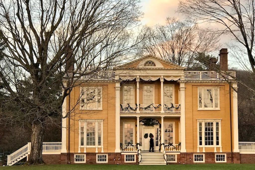 facade of Boscobel, a Hudson Valley mansion with holiday twilight tours