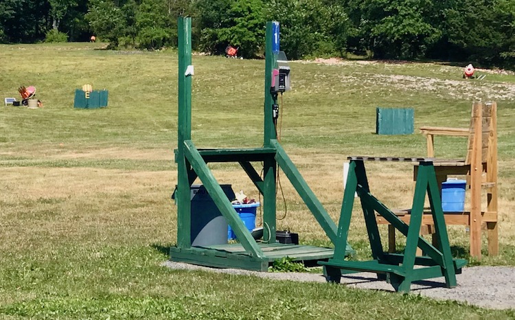 Skeet field with station for shooting clays.