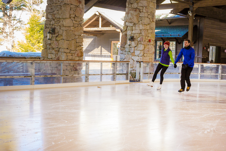 couple ice skating at the Mohonk Mountain House in the Hudson Valley