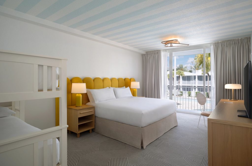 King bunk room at the redesigned Renaissance Orlando Resort and Spa, a Disney World property accepting Marriott points.