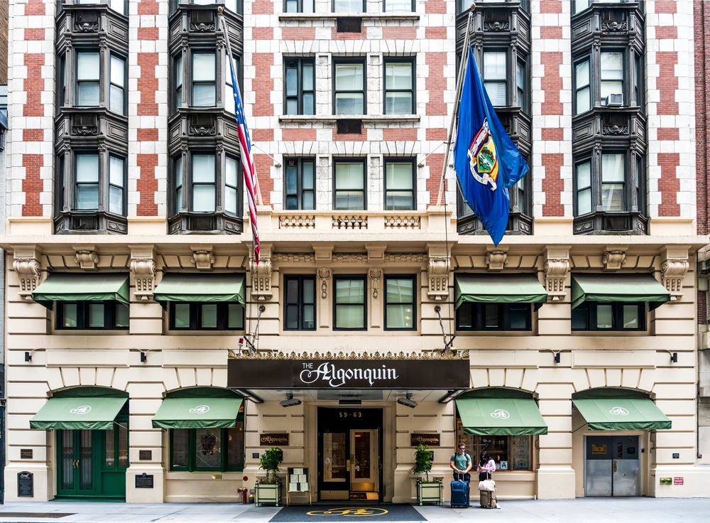 Exterior of The Algonquin Hotel, one of NYC's historic properties.